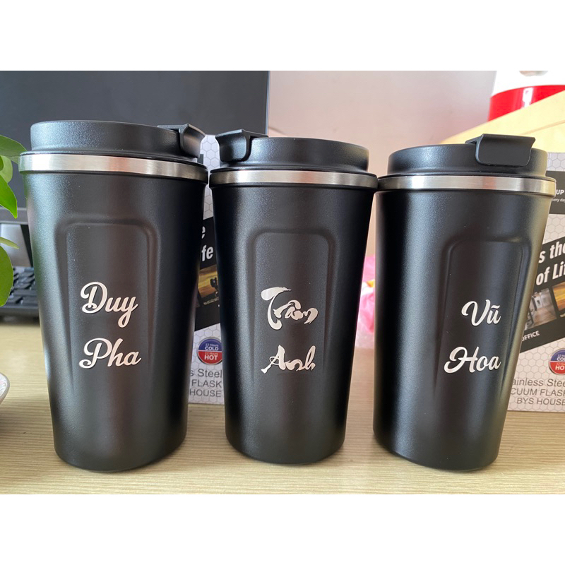Ly giữ nhiệt 510ml inox 304 khắc tên - quà tặng văn phòng