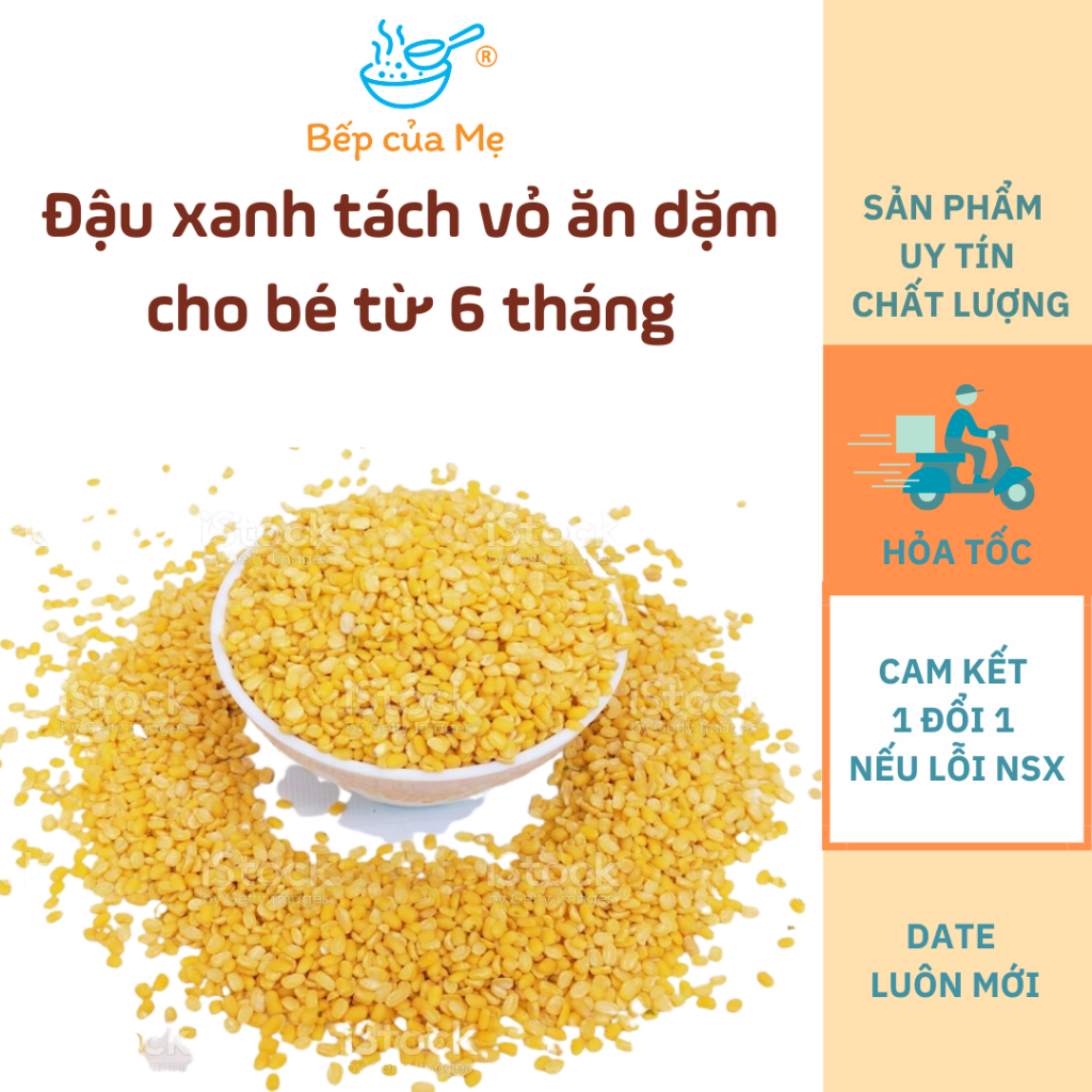 Đậu xanh tách vỏ nấu ăn dặm cho bé từ 6 tháng, gói 20g, Shop Bếp Của Mẹ.