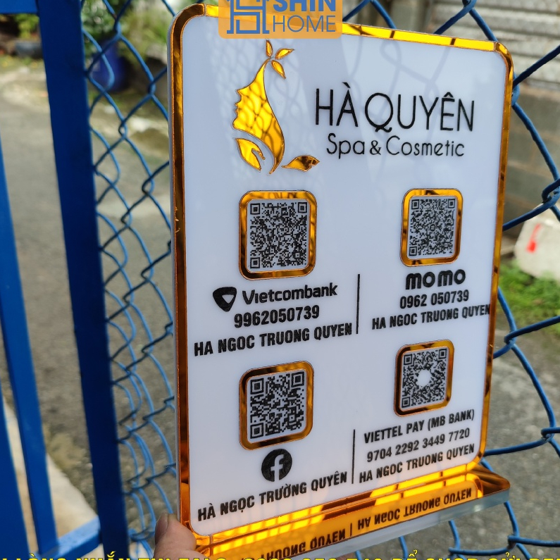 Bảng mã qr, bảng số tài khoản ngân hàng Gương Vàng