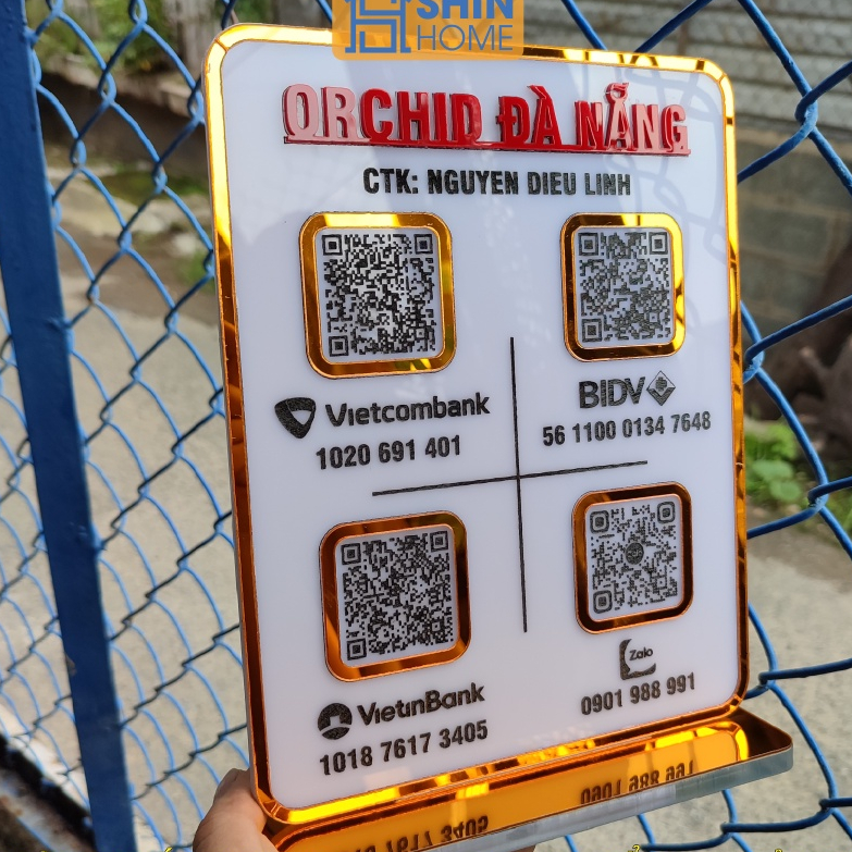 Bảng mã qr, bảng số tài khoản ngân hàng Gương Vàng