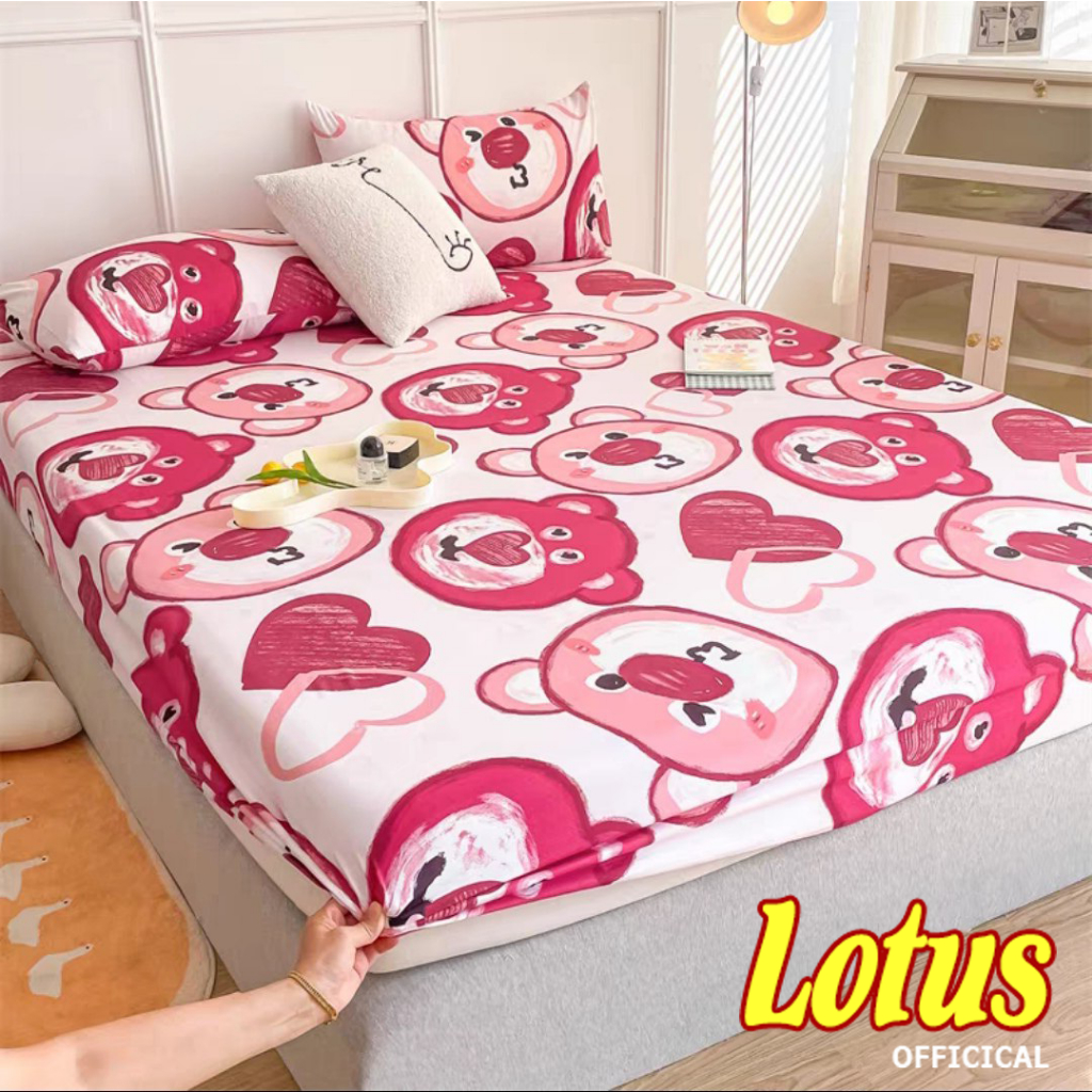 Ga Giường Poly Cotton, Ga Drap Giường Decor Hình Dễ Thương - Chăn Ga Hoa Sen Lotus Bedding
