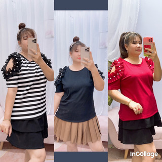 ÁO THUN KIỂU BIGSIZE NỮ 68kg-95kg( áo hở vai phối bèo)