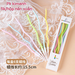 Set 6c nến xoắn màu pastel cầu vồng cắm bánh sinh nhat siêu xinh