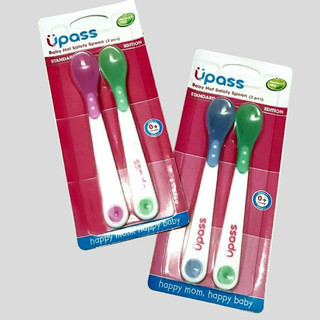 Thìa báo nóng ăn dặm upass cảm ứng - vỉ 2 thìa báo nóng an toàn không bpa