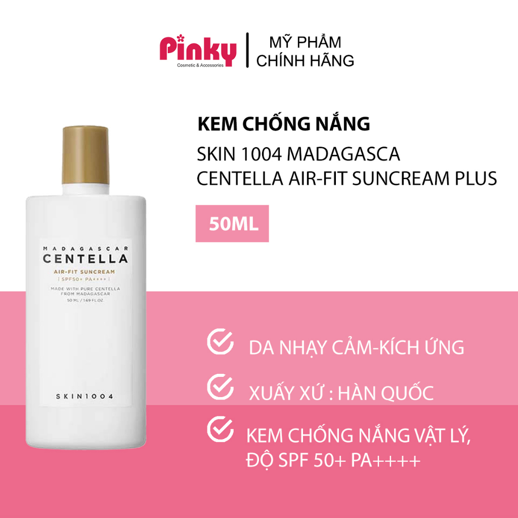 Kem chống nắng Skin1004 Madagascar Centella Air-Fit Suncream Plus 50ml chính hãng Hàn Quốc Pinky Cosmetics