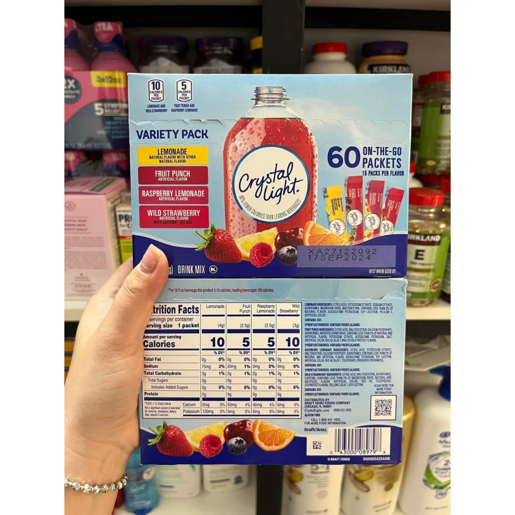Crystal Light 1 gói Bột Pha Nước Trái Cây không đường Crystal Light Gói Nhỏ