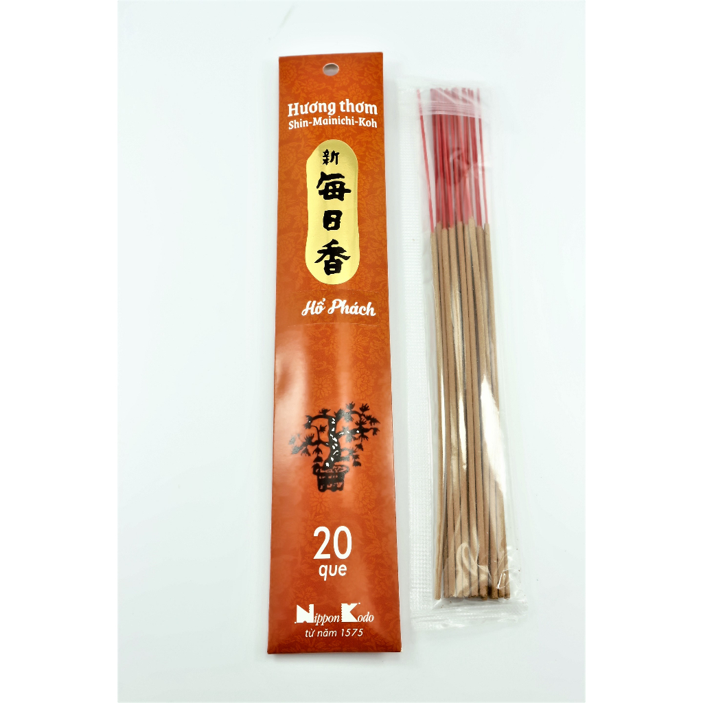 Nhang thơm sạch Nhật bản Shin Mainichikou mùi hổ phách 20 que - Thanh hương Nippon Kodo dâng phật thờ cúng tâm linh
