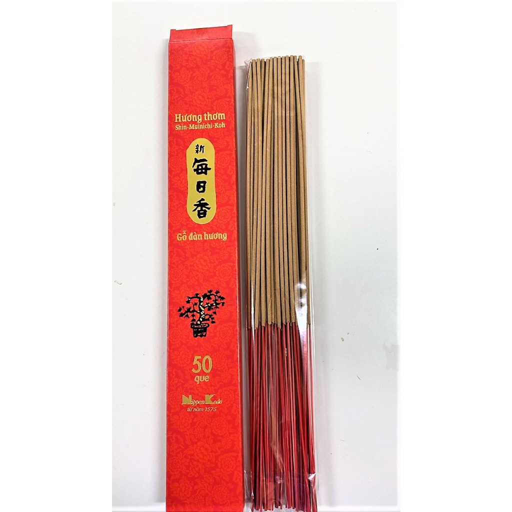 Nhang thơm Shin Mainichikou Gỗ Đàn Hương - Thanh hương sạch Nippon Kodo 50 que dâng phật thờ cúng tâm linh