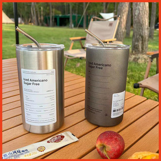 Ly giữ nhiệt nóng và lạnh iced americano inox 304 cao cấp không gỉ, Ly giữ nhiệt có ống hút inox thể tích 350ml/600ml