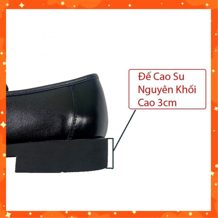 Giày Tây Nam Trung Niên Da Bò Thật Cao Cấp Mũi Tròn Tặng Bố Đế Khâu Tăng Chiều Cao