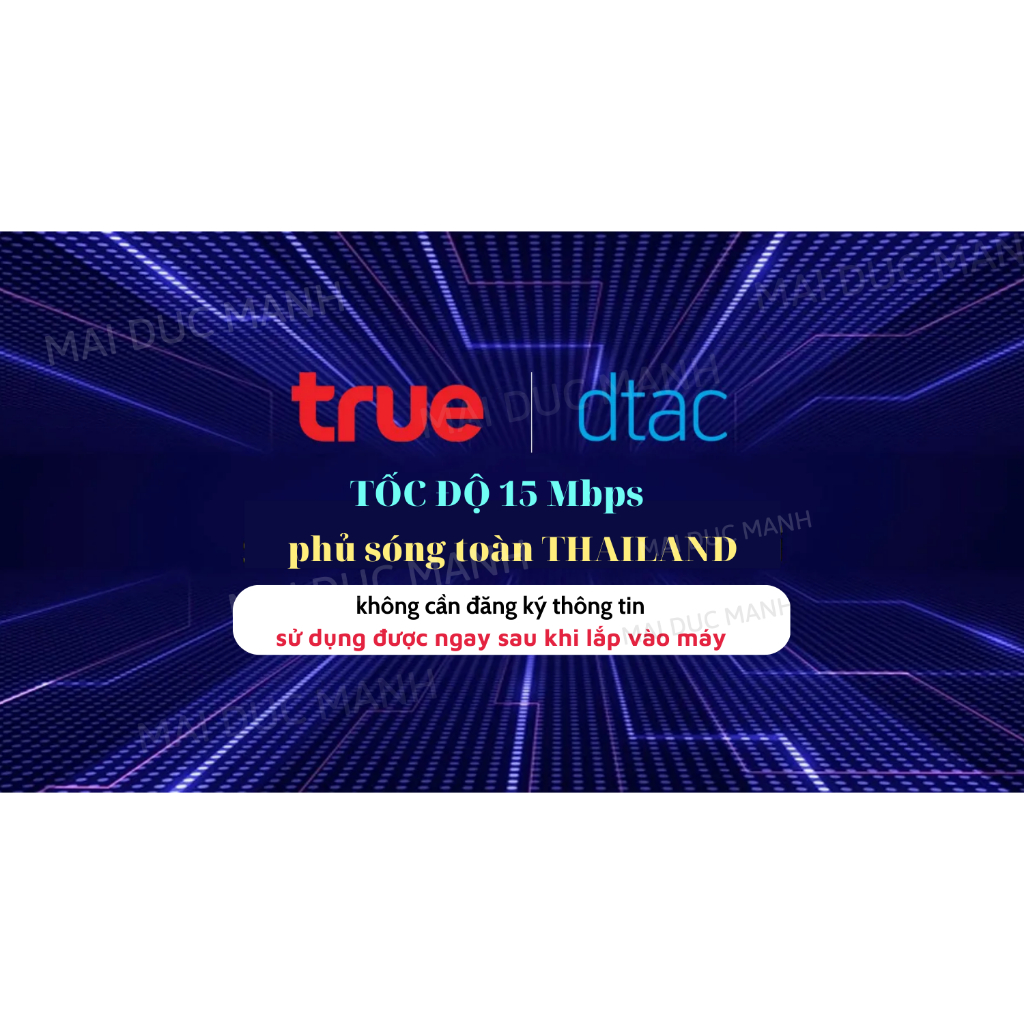SIM THÁI LAN TRUE-DTAC 5G không giới hạn + 50 phút gọi