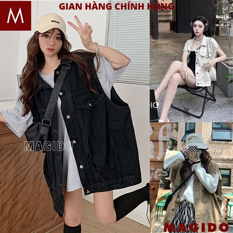 Áo gile jean thời trang form rộng - Áo khoác bò denim trẻ trung năng động cá tính hàn quốc - MAGIDO AGL01