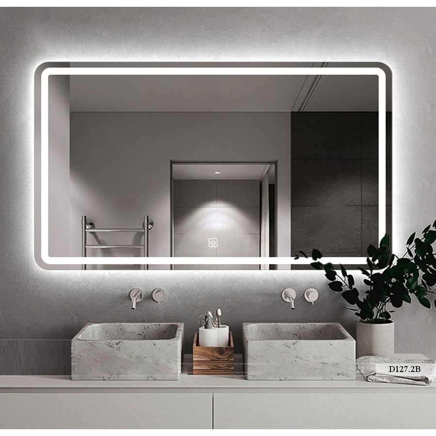 Gương nhà tắm, gương soi led phun cát mặt KT50x70cm