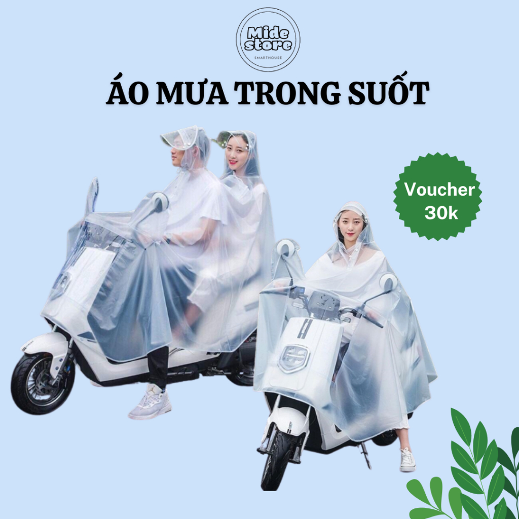 Áo mưa trong suốt 2 đầu, 1 đầu, áo mưa có kính che tránh tác động của nước mưa