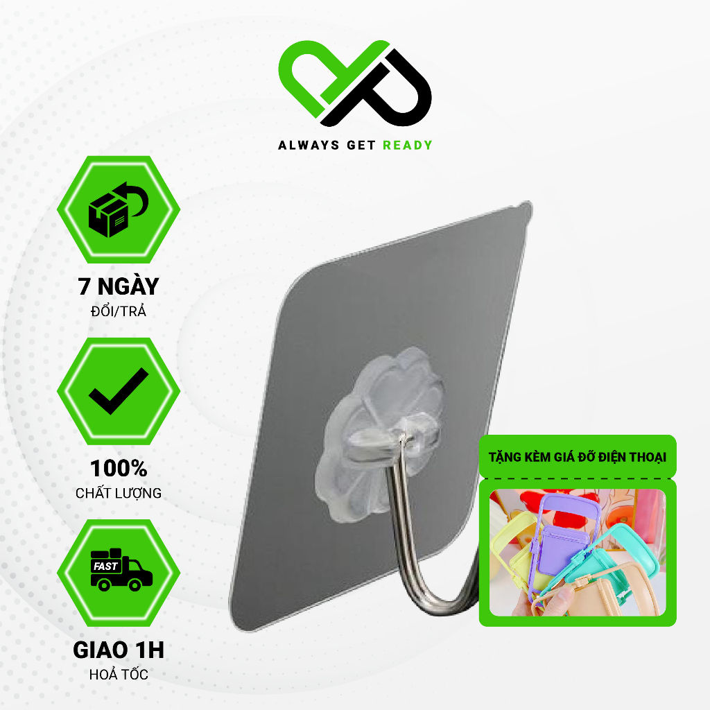 Móc treo đồ dán tường chịu lực tốt diêu dính chặt chẽ tiện dụng cho nhà bếp nhà tắm
