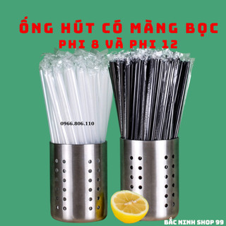 Set 50 Ống Hút Chân Trâu Bọc Đen Phi 12 và Phi 8  Đen + Trắng + Đỏ