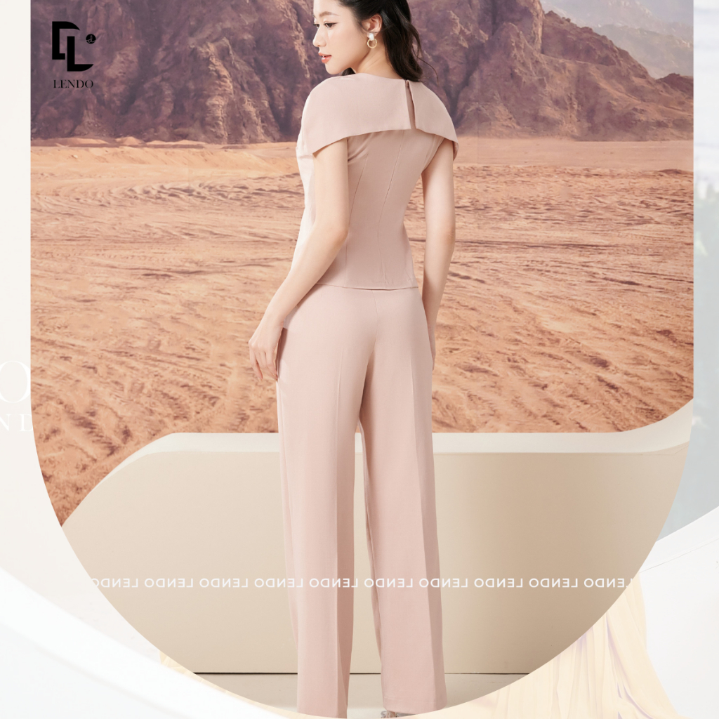 Sét Bộ Ba Cúc Áo Cổ Tim Quần Suông LENDO SB230330