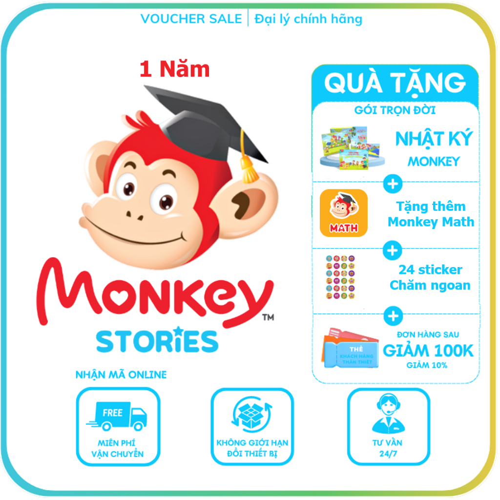 Monkey Stories 1 năm - Tiếng Anh 4 kỹ năng Nghe nói đọc viết cho bé 3-14 tuổi