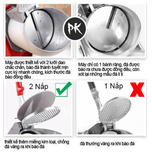 Máy bào đá tuyết, máy xay đá 2 lưỡi cho quán cà phê quán nước