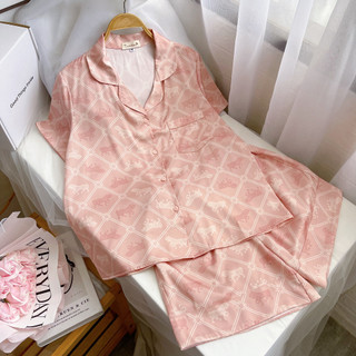 Bộ mặc nhà Pyjama lụa cộc Tea Store họa tiết mèo