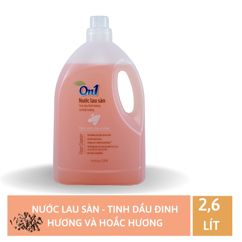 Nước lau sàn On1 tinh dầu Đinh hương & Hoắc Hương thơm lâu dung tích 2,6L LH202 - Sàn sạch, sáng bóng