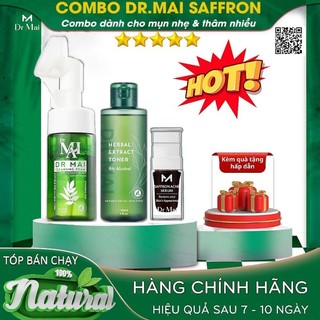 Dr Mai Combo Sữa Rửa Mặt và Dr Mai Mix Saffron đánh bay mụn mờ thâm thu nhỏ lỗ chân lông