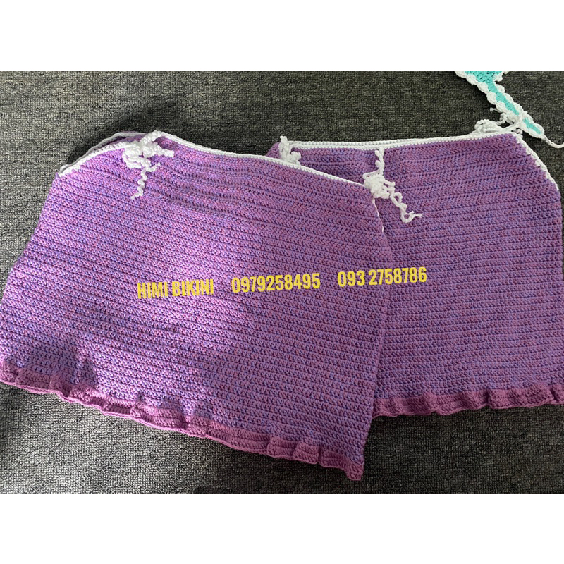 SET BIKINI VÁY MÓC LEN ÁO XANH VÁY TÍM PHỐI SB104