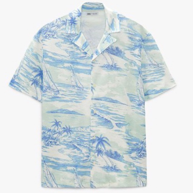 Áo sơ mi nam Zara authentic KNIT WITH LANDSCAPE PRINT size M