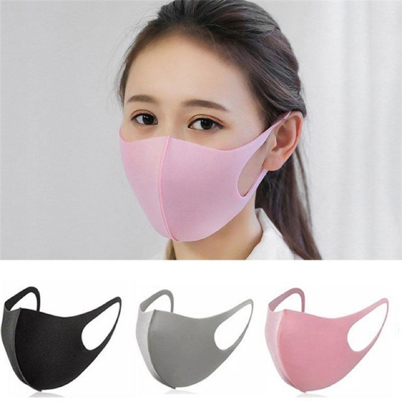 5 chiếc khẩu trang vải su 3D cao cấp phong cách Hàn Quốc màu trơn bền đẹp, chống nắng chống bụi tái sử dụng nhiều lần