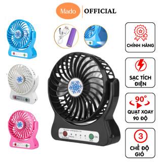 Quạt mini tích điện mado 3 chế độ gió siêu mát xoay 360 độ tiện lợi