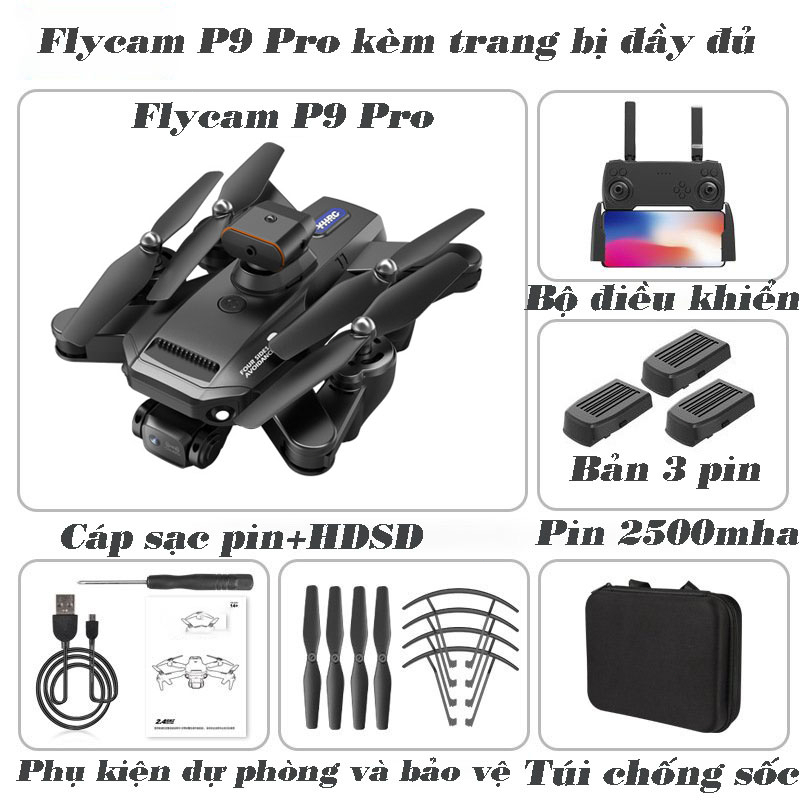 PIycam điều khiển từ xa P9 - fIycam mini giá rẻ trang bị camera kép 4k, cảm biến chống va chạm trên không, pin 2500mA | BigBuy360 - bigbuy360.vn