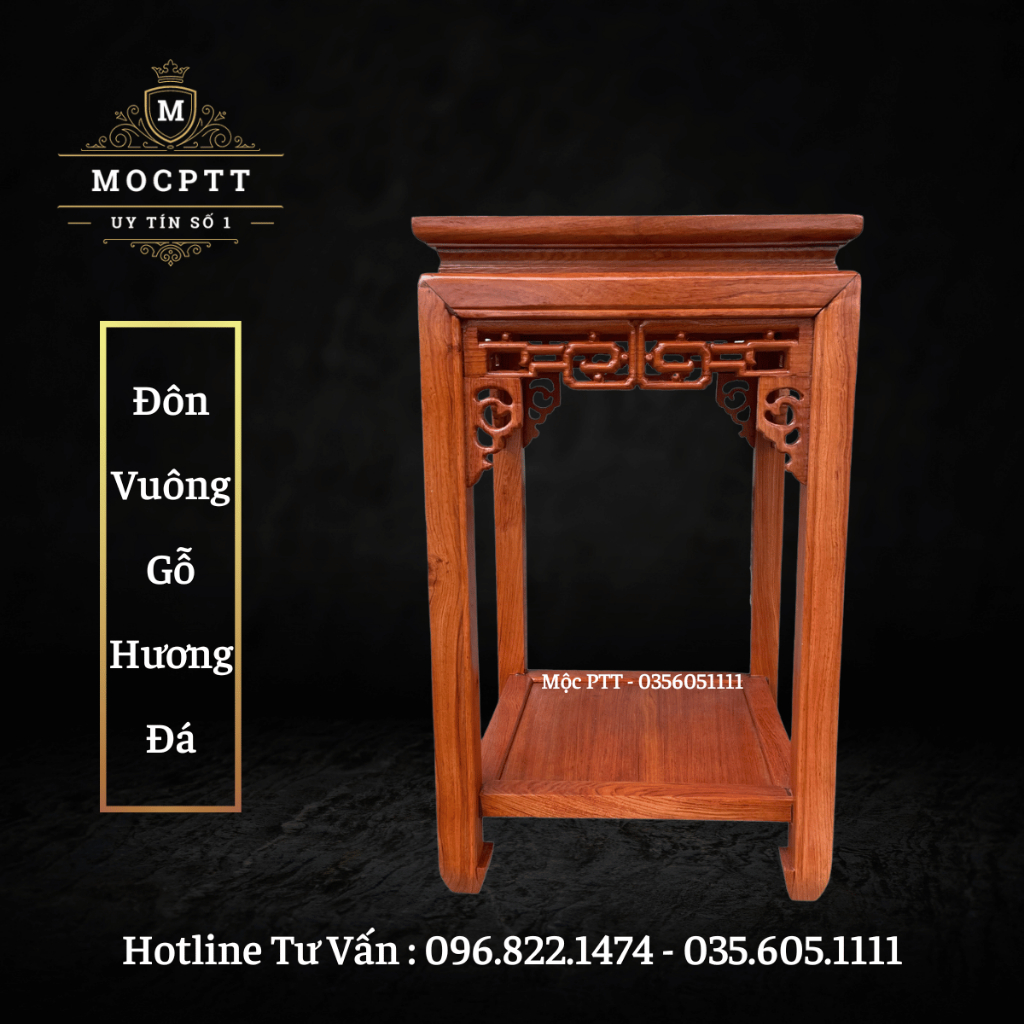 Đôn Vuông gỗ Hương Đá kích thước Vuông 35 cm cao 50 , 60 , 70 , 80 cm trang trí nhà cửa