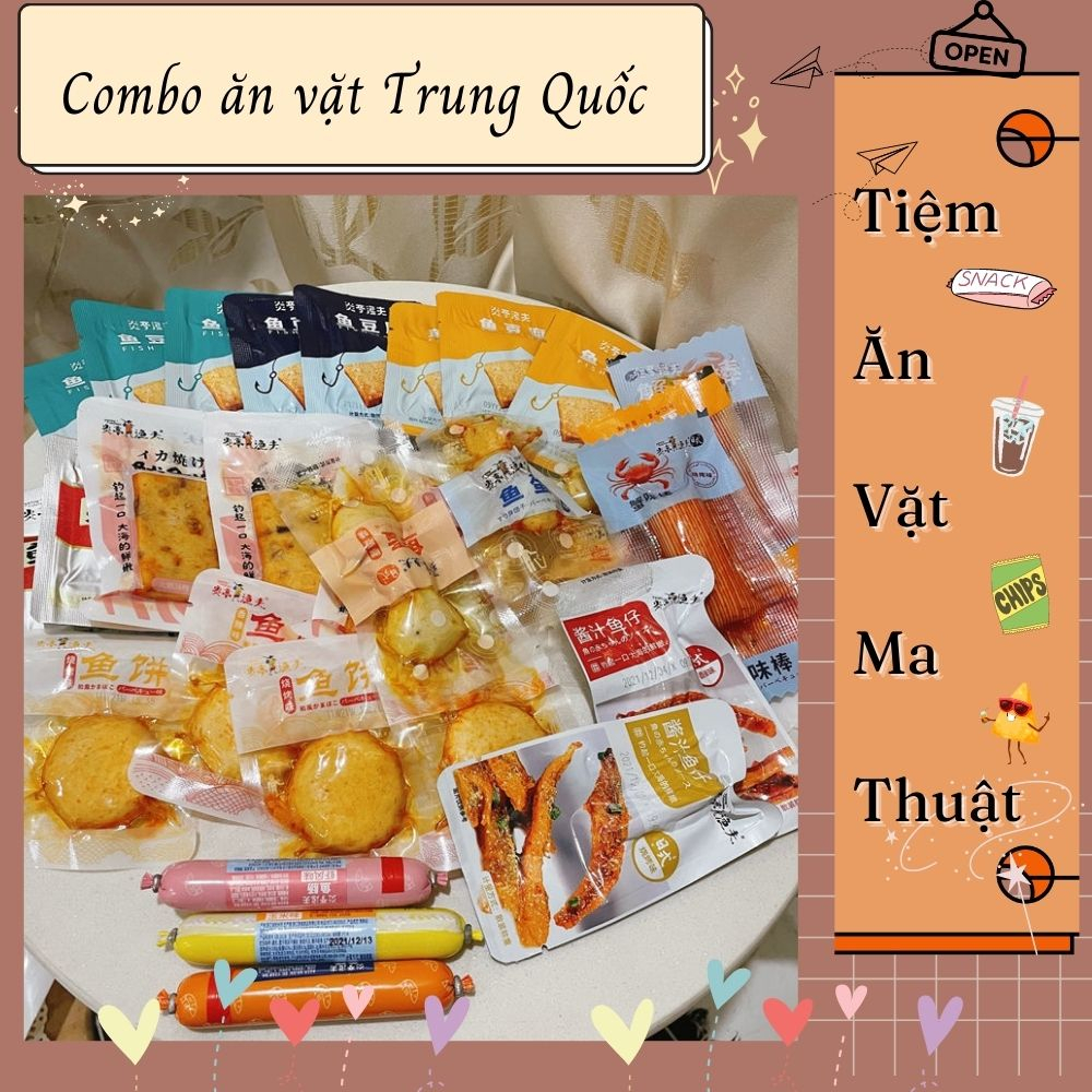 {MT027} Combo đồ ăn vặt Trung Quốc - Mix ngẫu nhiên các loại tăm cay, thạch dẻo,....