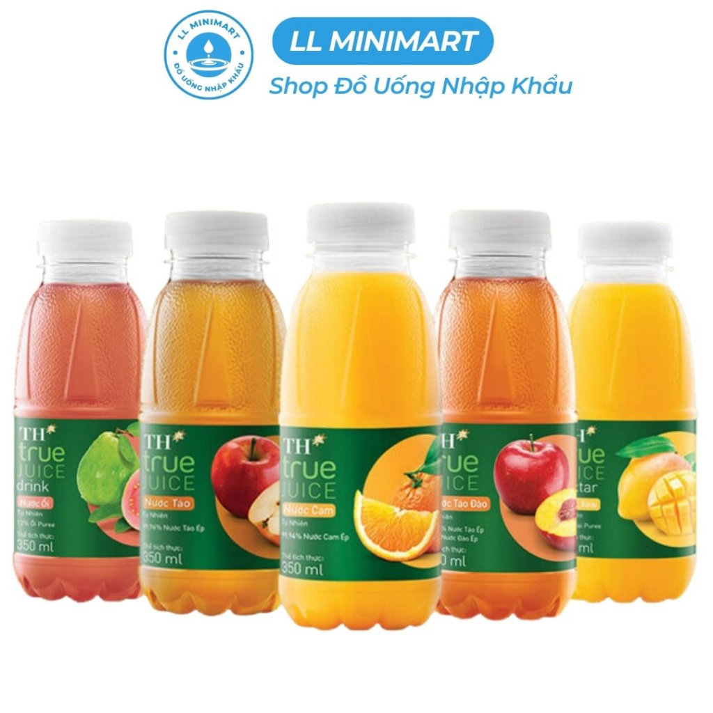 Nước Trái Cây TH true JUICE Vị Táo Gấc/Táo Đào/Cam Tự Nhiên Chai 350ML