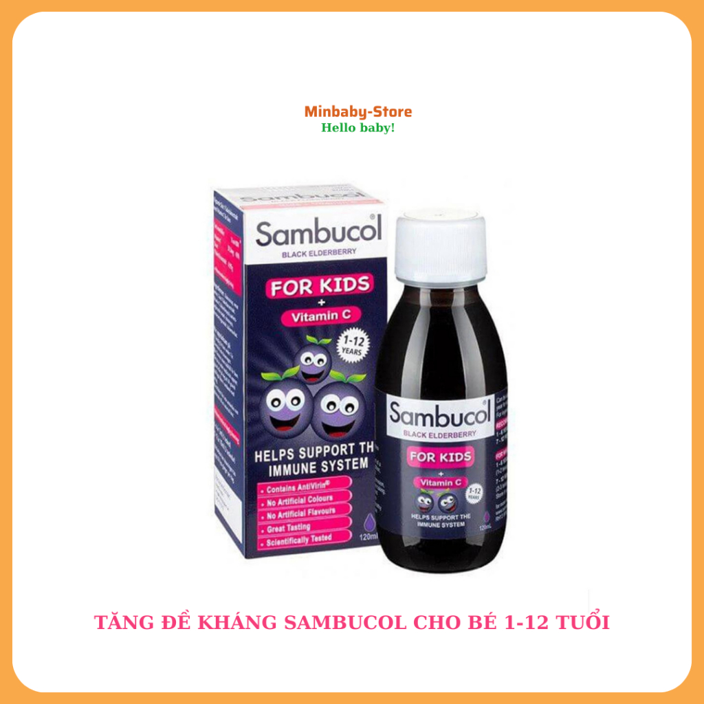 Siro tăng đề kháng hàng ngày Sambucol for kid 120ml cho bé 1-12 tuổi