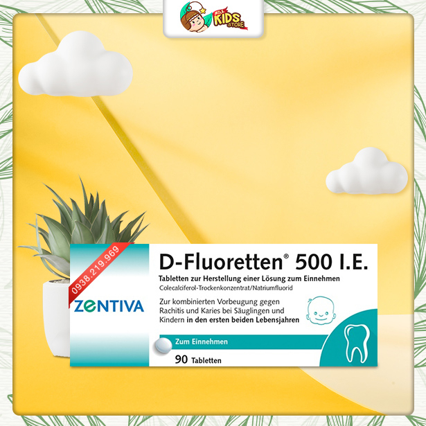 Vitamin D-Fluoretten 500 IE  cho bé từ sơ sinh 90 viên của Đức