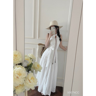 Đầm dài cổ yếm xòe kèm dây 5067 - Đầm nữ thời trang