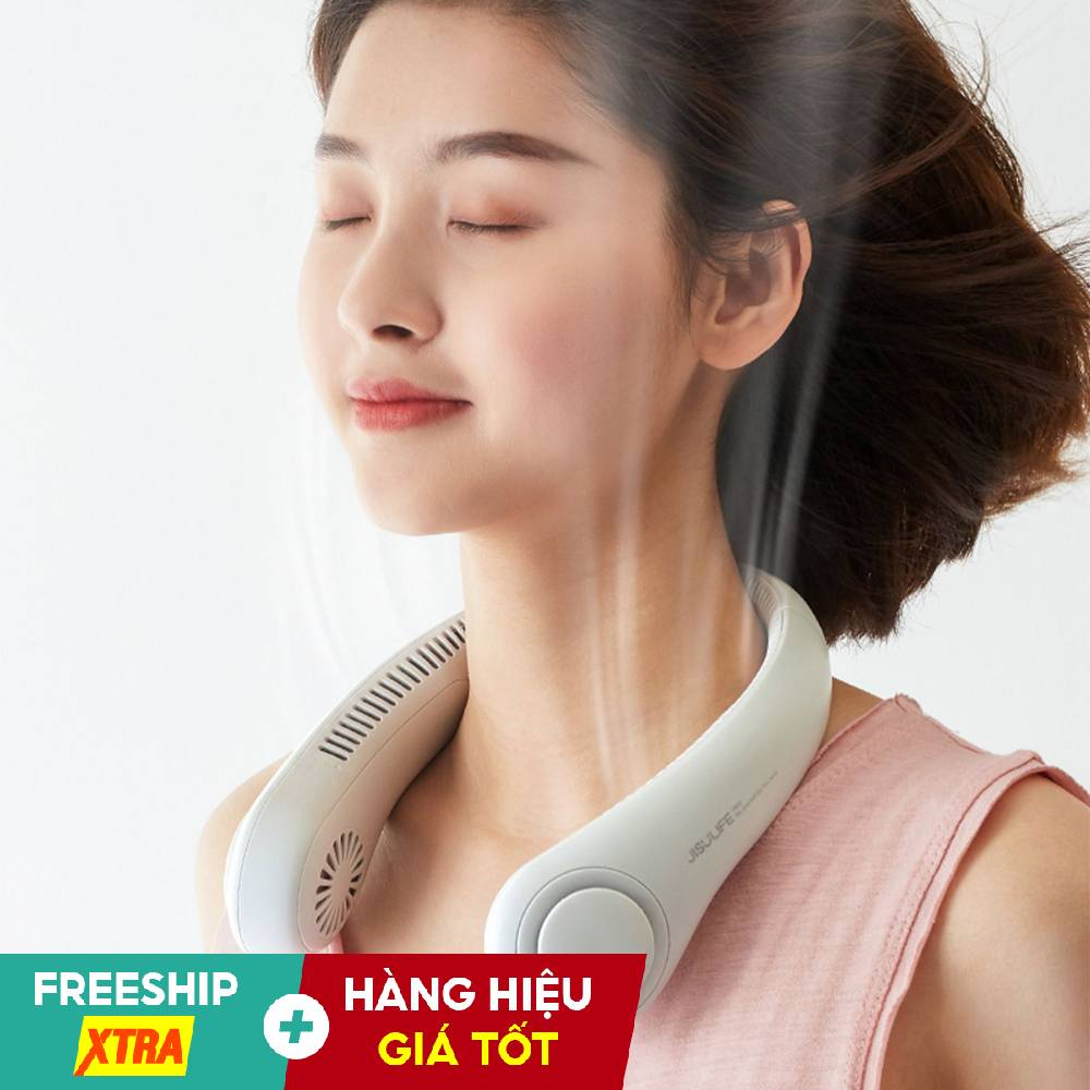 Quạt Đeo Cổ, Quạt Quàng Cổ Tích Điện Mini Không Cánh Dung Lượng Pin Lớn, Gió Mạnh Tặng Kèm Bộ Sạc Tiện Lợi