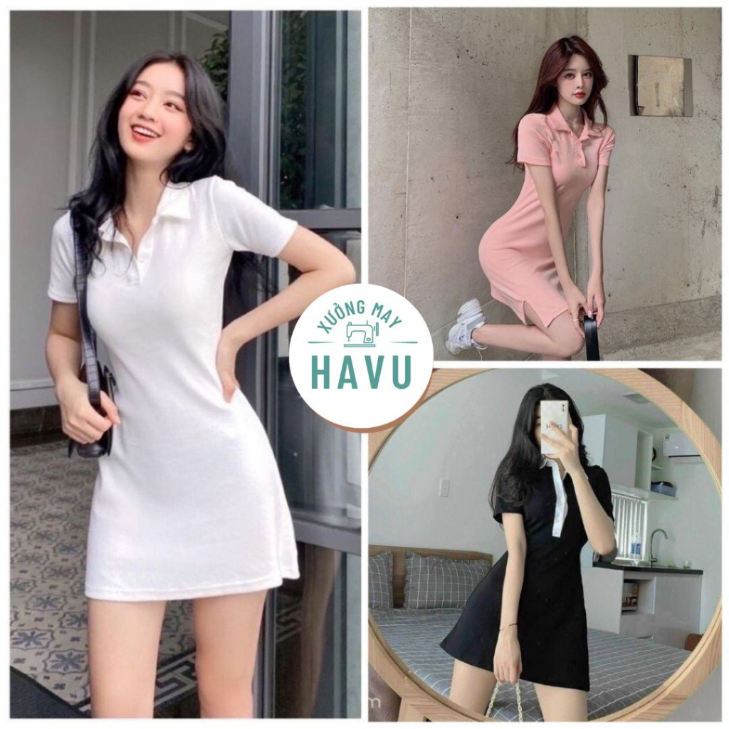 Váy polo dáng suông 4 màu trơn - Đầm cộc tay ngắn bánh bèo tiểu thư năng động hàn quốc đẹp ulzzang