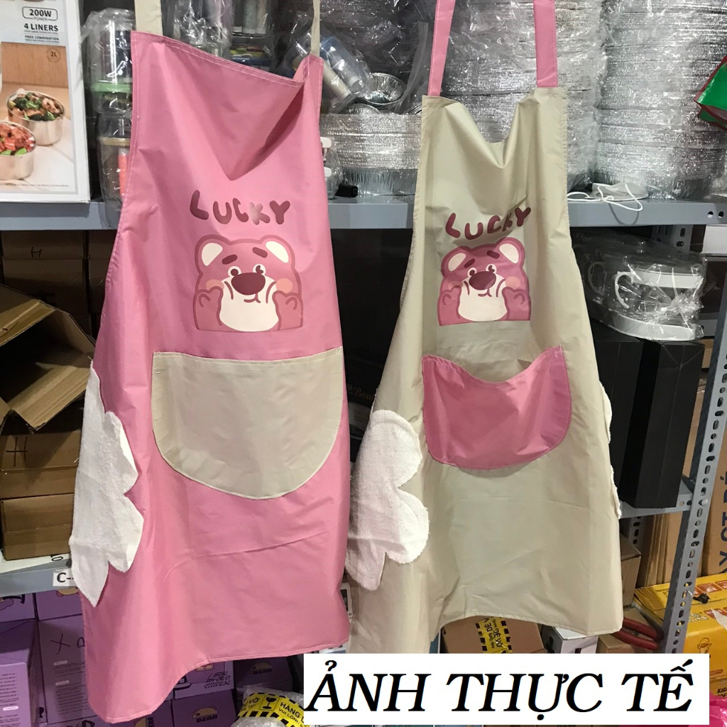 Tạp Dề Nấu Ăn Hình Gấu Và Dâu Tây Dễ Thương Chống Nước Chống Dầu Tùy Chỉnh Phong Cách PhươngTâyCho NgườiLớn dieulinhshop