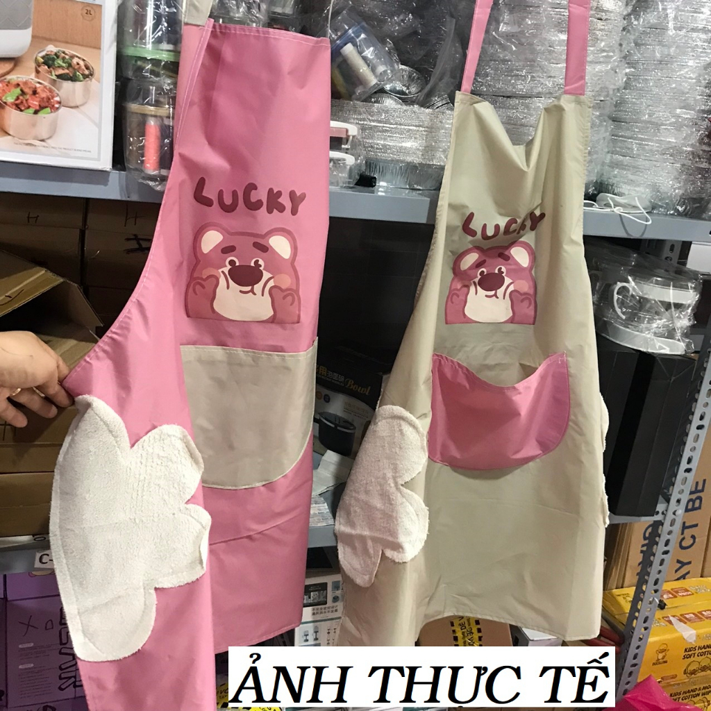 Tạp Dề Nấu Ăn Hình Gấu Và Dâu Tây Dễ Thương Chống Nước Chống Dầu Tùy Chỉnh Phong Cách PhươngTâyCho NgườiLớn dieulinhshop