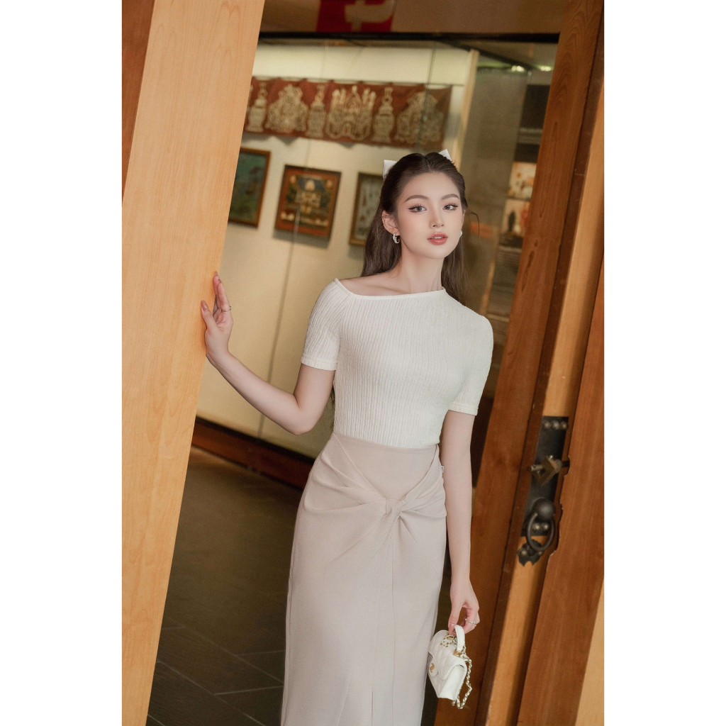 JM Dress Desgin - Chân váy vặn xẻ lưới 4L23.2304PL