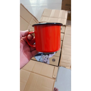 Cốc sắt tráng men màu đỏ loại dày chất men siêu chuẩn. hàng xuất khẩu. nhận hàng ưng thanh toán không ưng nhấn trả hàng