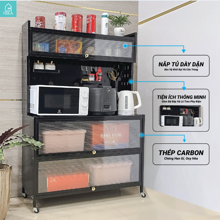 Kệ Tủ Bếp RIKA KDN88 Plus, Kệ Tủ Đa Năng Chất Thép Carbo Có Ngăn Tủ Đựng Đồ Dùng Nhà Bếp [Hàng Nhập Khẩu Chính Hãng]. | BigBuy360 - bigbuy360.vn