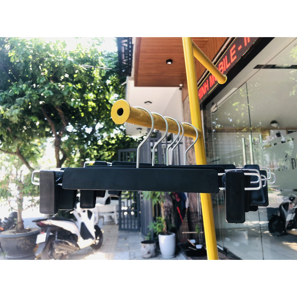 COMBO 10 MÓC NHỰA KẸP QUẦN ÁO MÀU ĐEN DÀI 30CM, ĐẦU MÓC THÉP KHÔNG GỈ XOAY 360 ĐỘ TIỆN DỤNG