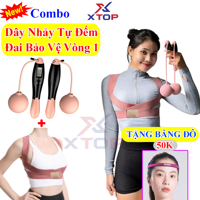 Combo Dây nhảy tự đếm, Đai bảo vệ vòng 1 tập thể dục giảm cân hiệu quả XTOP X21