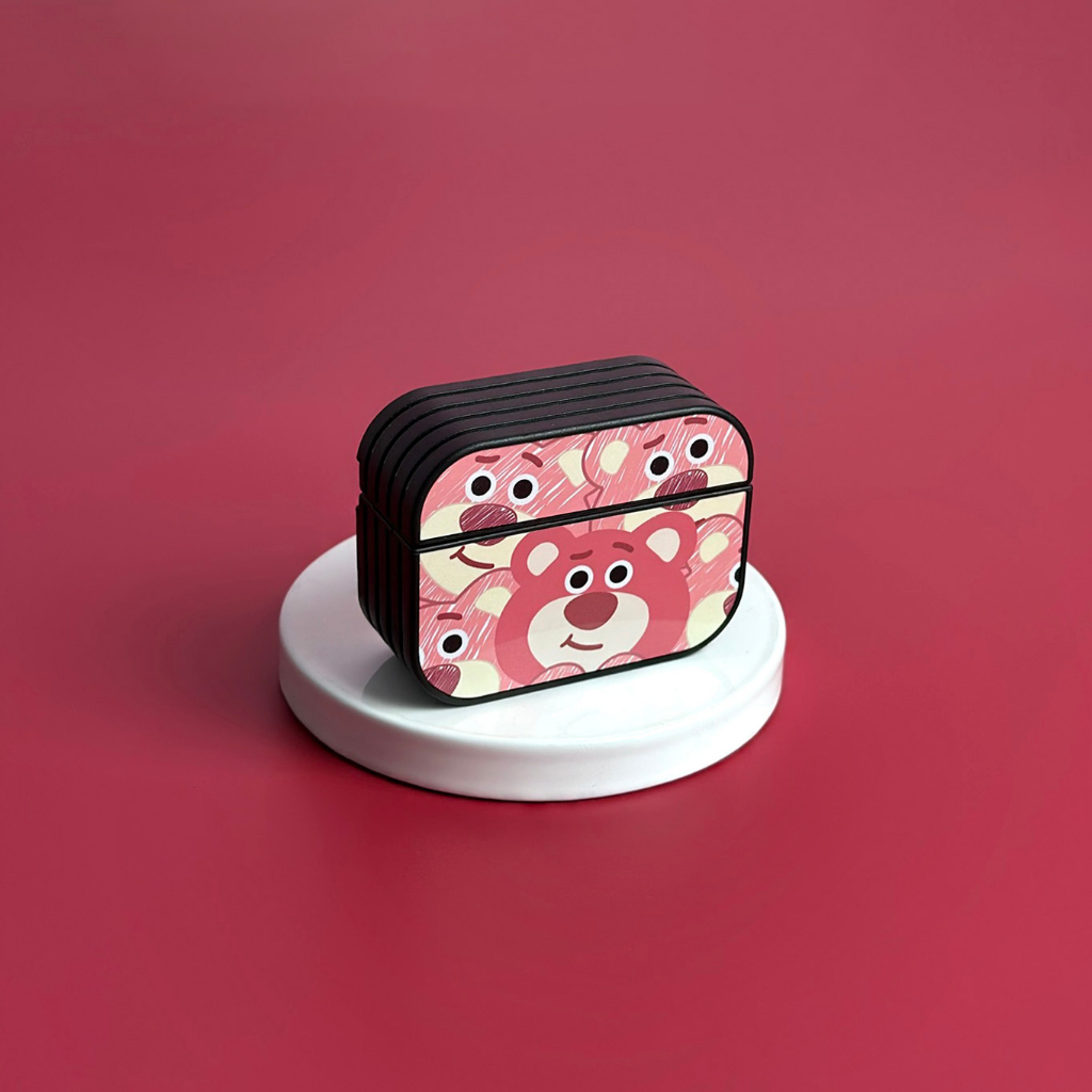 Case AirPods in hình gấu dâu Lotso Bear bảo vệ hộp sạc tai nghe Oops OPAP101