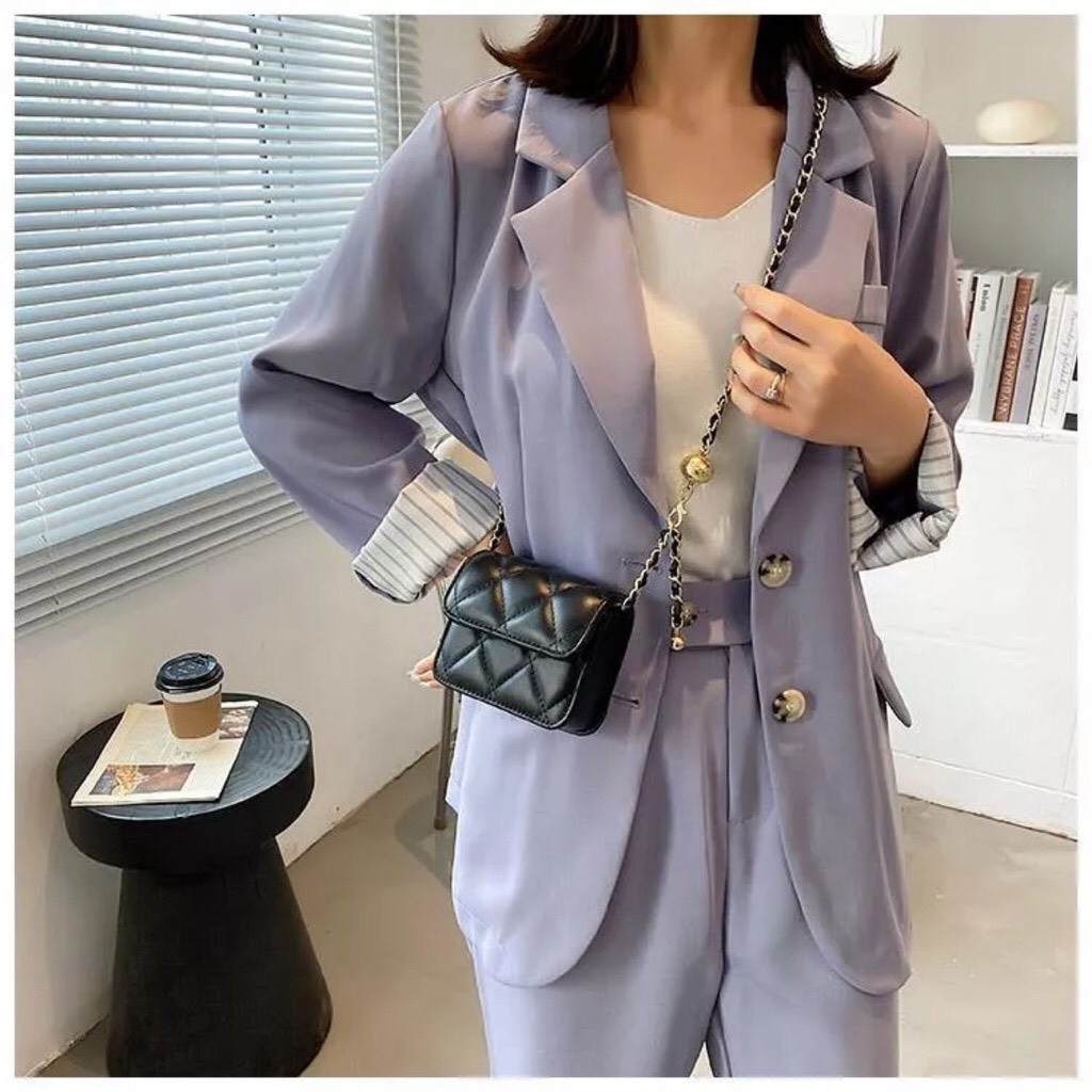 Túi xách nữ mini đeo chéo dây da kèm chuông để son thẻ mã 84