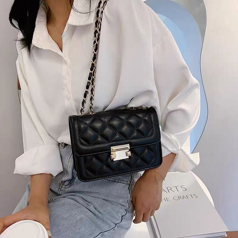 Túi xách nữ đeo chéo đeo vai dây da luôn xích chât da mềm 3 ngăn rộng dãi mã 94