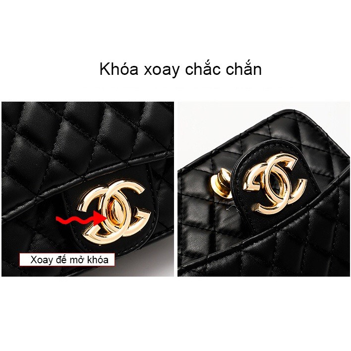 Túi xách nữ đeo vai đéo chéo kẹp nách dây da luôn xích chât da mềm mã 21